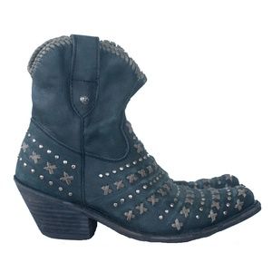 L15 Leather Studded Embroidered Festival Boots